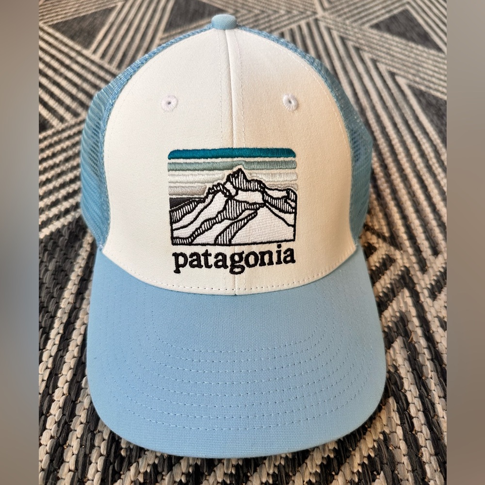 Patagonia Light Blue and White Cap